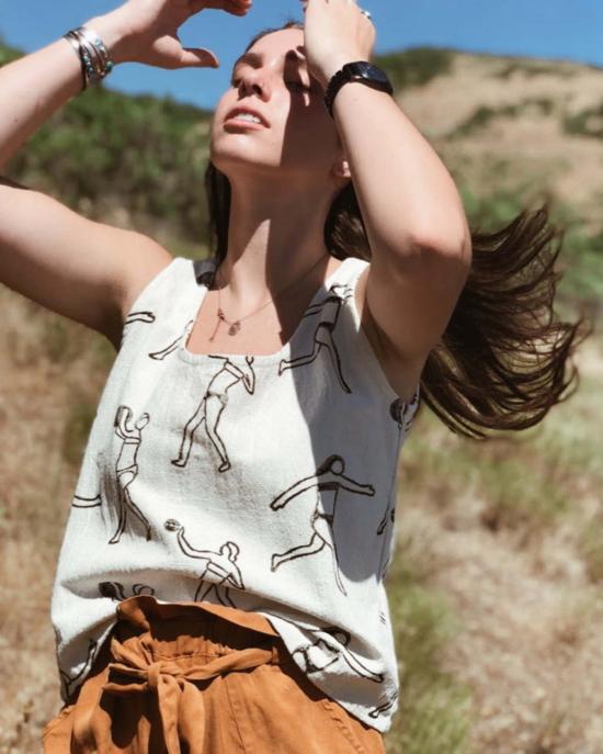  포엠 블라우스 클래식 코튼 탱크탑 빌라 블록 프린트 - PO EM