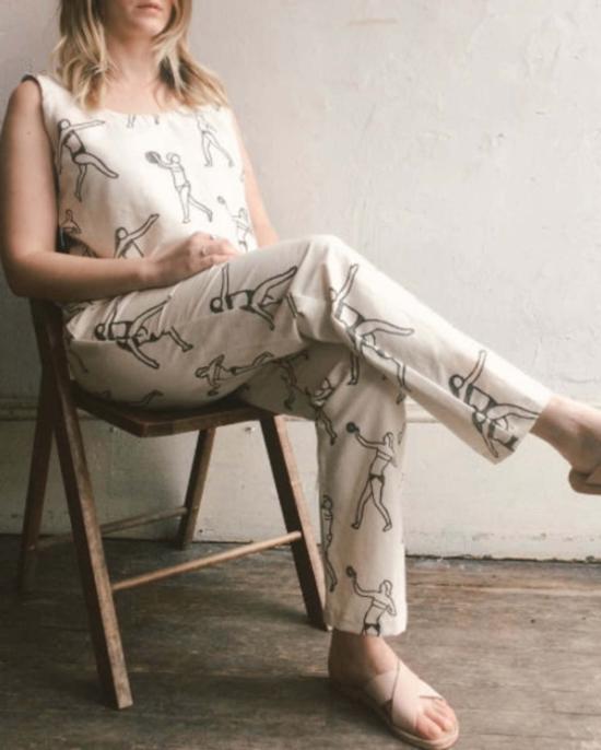  포엠 블라우스 클래식 코튼 탱크탑 빌라 블록 프린트 - PO EM