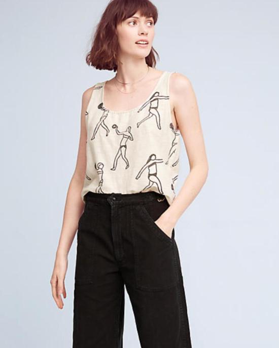  포엠 블라우스 클래식 코튼 탱크탑 빌라 블록 프린트 - PO EM