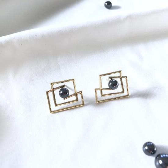  메탈렙시스 프로젝트 이어링 볼텐 스퀘어  14k 골드/헤마타이트