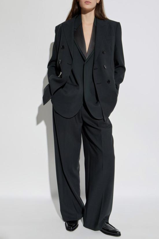  아미 수트 자켓 알렉상드르 마티우시 더블 브레스트 블레이저 블랙 - AMI