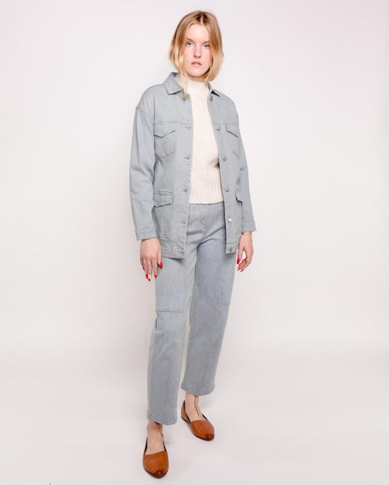  리타 데님 자켓 로우 테사 벨티드 데님 재킷 에코 블루 - RITA