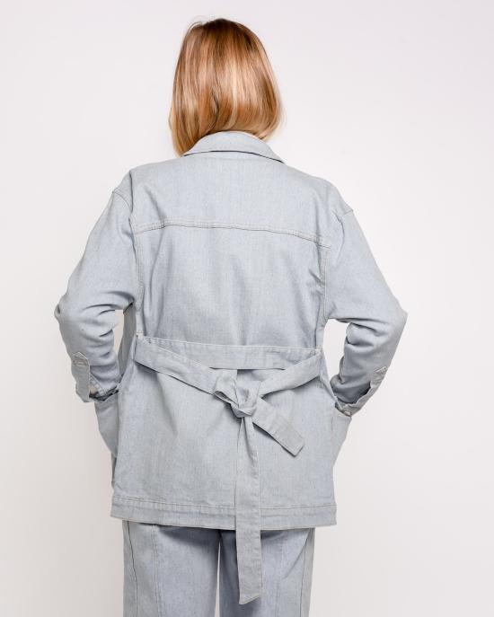  리타 데님 자켓 로우 테사 벨티드 데님 재킷 에코 블루 - RITA