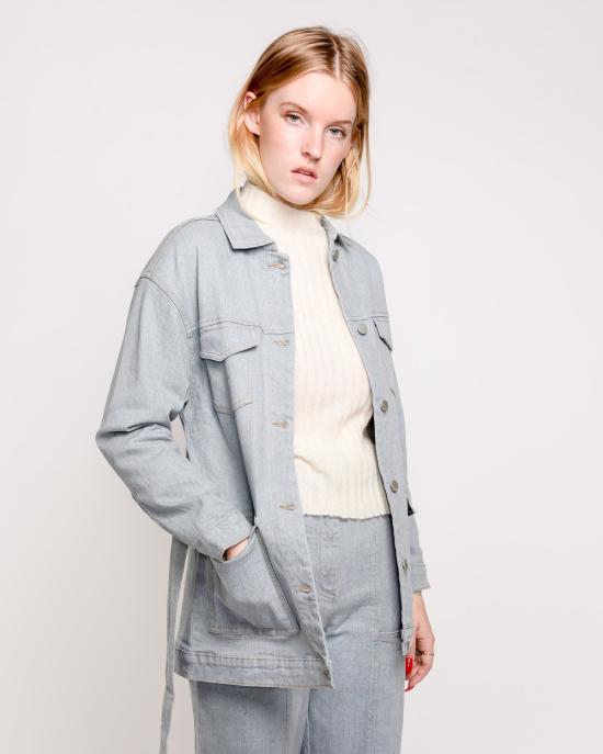  리타 데님 자켓 로우 테사 벨티드 데님 재킷 에코 블루 - RITA