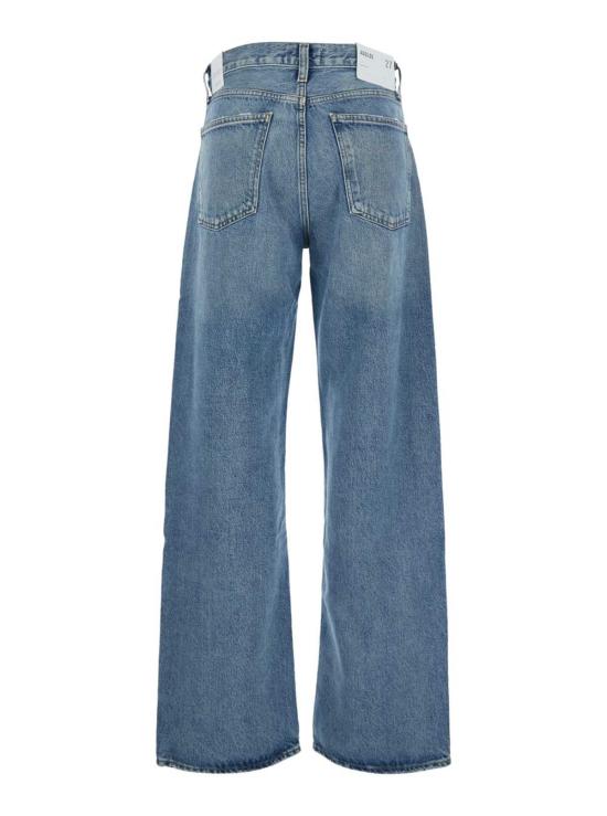  에이골디 데님 팬츠 아골드 비대칭 와이드 레그 진 블루 데님 - AGOLDE