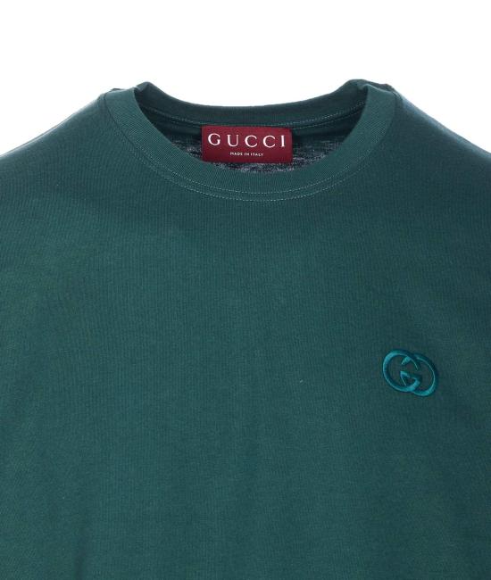  구찌 반팔 티셔츠 자수 GG 티셔츠 그린 - GUCCI
