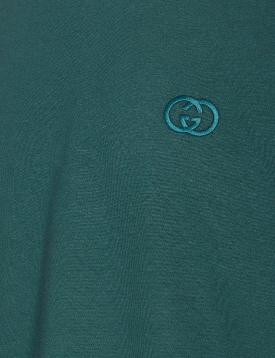  구찌 반팔 티셔츠 자수 GG 티셔츠 그린 - GUCCI