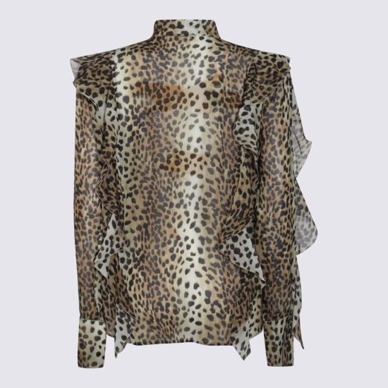  블루마린 블라우스 셔츠 블랙/코냑 - BLUMARINE