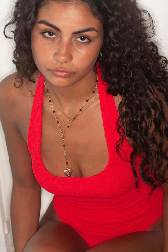  훈자 지 원피스 수영복 훈자 G 샌디 홀터 원피스 레드 - HUNZA G