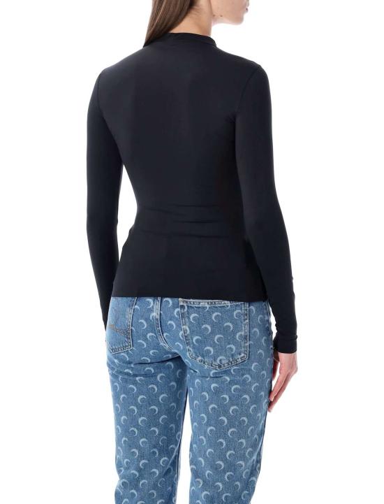  마린세르 긴팔 티셔츠 마린 세르 하이넥  문 크리스탈  블랙 - MARINE SERRE