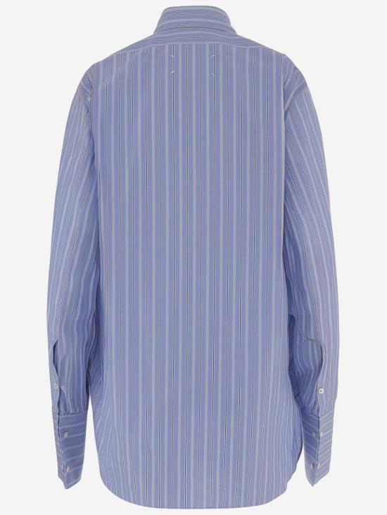  마르지엘라 긴팔 셔츠 메종  스트라이프 코튼 셔츠 블루 스트라이프 - MAISON MARGIELA