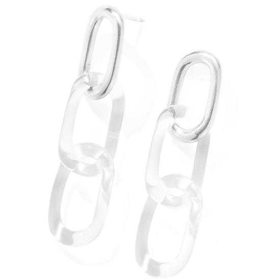  제인 다렌스부르그 이어링 실버 트리플 오벌 클리어 - JANE DARENSBOURG