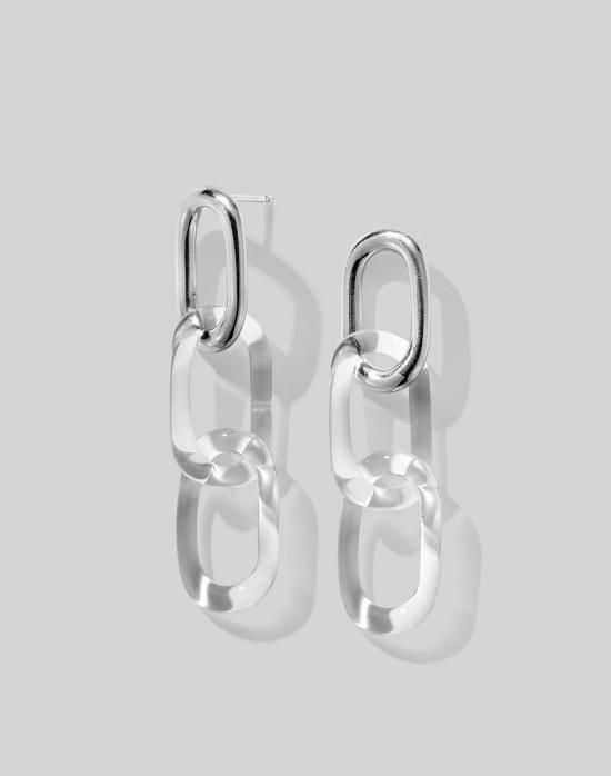  JANE D'ARENSBOURG 이어링 실버 트리플 오벌 클리어 - OTHER BRANDS