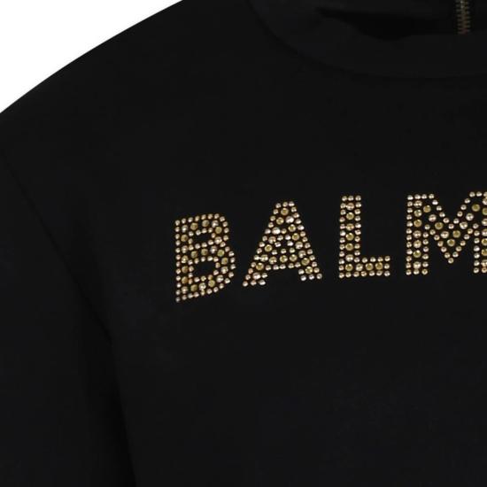  [키즈] 발망 풀오버 키즈 크롭 스웨트셔츠 블랙 - BALMAIN