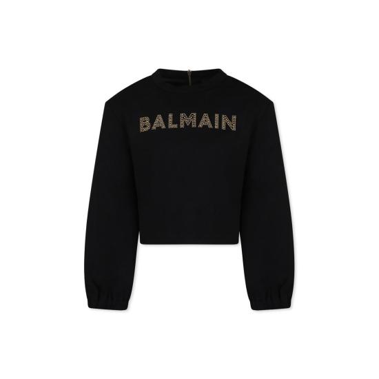  [키즈] 발망 풀오버 키즈 크롭 스웨트셔츠 블랙