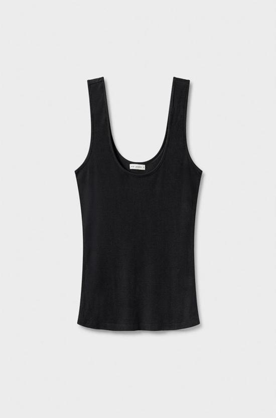  실크 런드리 민소매 티셔츠 립 탱크탑 블랙 - SILK LAUNDRY