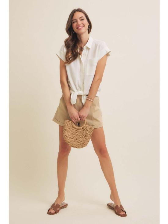  In February 셔츠 2월 엠마 코튼 거즈 버튼다운 오프 화이트 - OTHER BRANDS