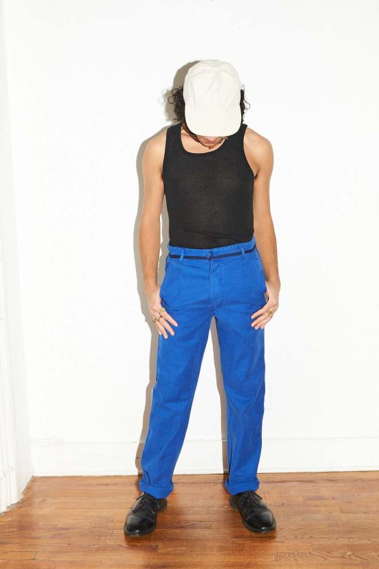  Limited Edition 스트레이트 팬츠 남녀공용 한정판 부가티 작업 바지 (파란색) - OTHER BRANDS
