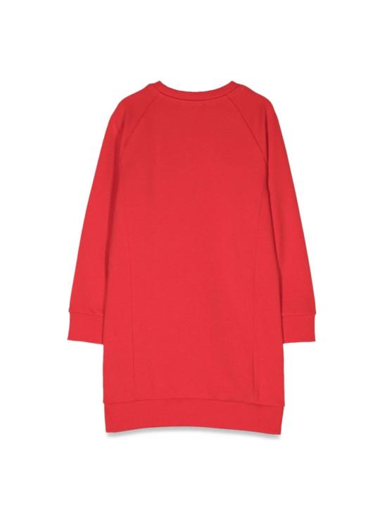  [키즈] 발망 원피스 아동용 ML 스웨트셔츠 드레스 로고 및 버튼 드레스 레드 - BALMAIN