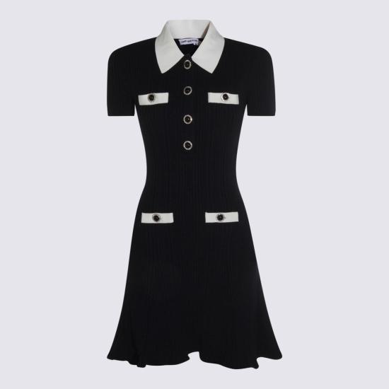  셀프 포트레이트 숏 원피스 다크 블루 미니 드레스 다크 블루