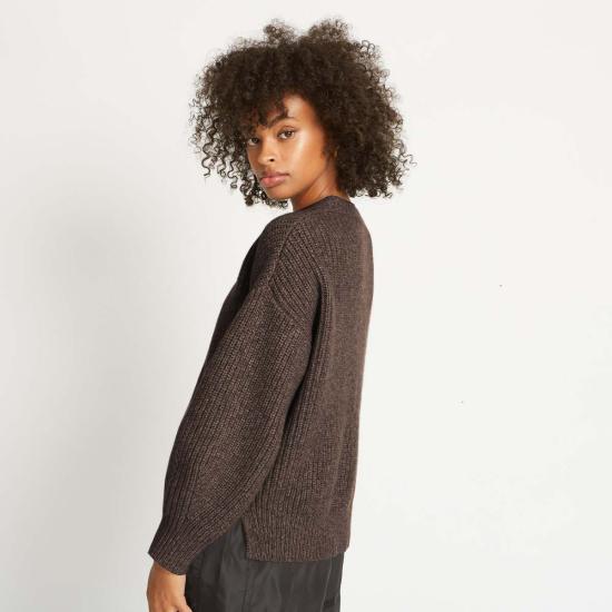  산티클레르 가디건 산티클러 알릭스 골지 퓨어 캐시미어  브라운 스톤 - SANTICLER