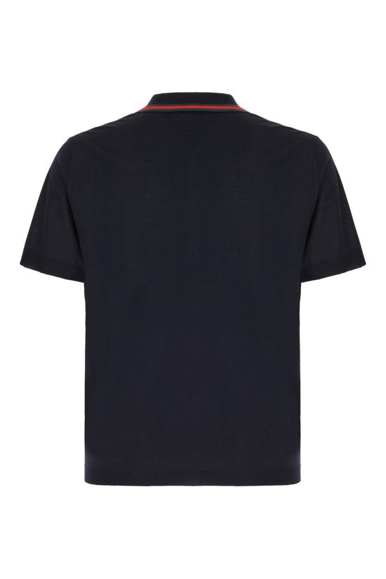  구찌 폴로 티셔츠 울 폴로 셔츠 네이비 - GUCCI