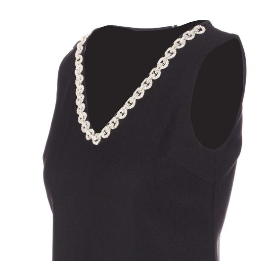  셀프 포트레이트 숏 원피스 크레이프 크리스탈 트림 미니 드레스 블랙 - SELF PORTRAIT