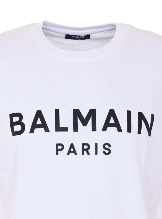  발망 반팔 티셔츠 프린트 티셔츠 화이트 - BALMAIN