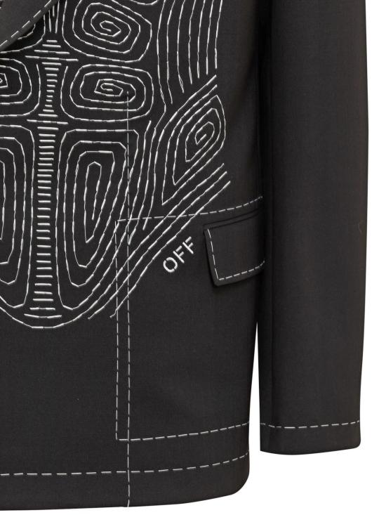  오프화이트 수트 자켓 바디 스티치 턱시도 더블 브레스트 재킷 블랙 - OFF WHITE