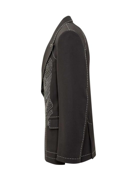  오프화이트 수트 자켓 바디 스티치 턱시도 더블 브레스트 재킷 블랙 - OFF WHITE