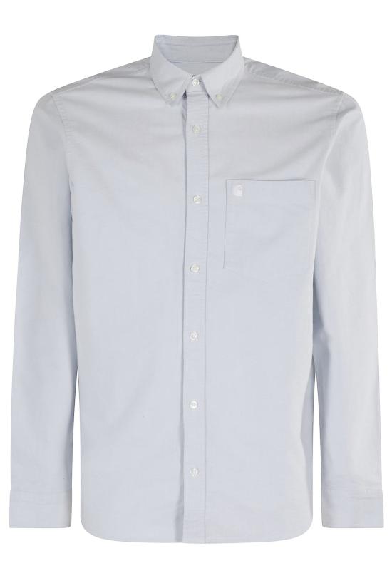  칼하트 긴팔 셔츠 카하트 C 로고  옥스포드  블루 포그 화이트