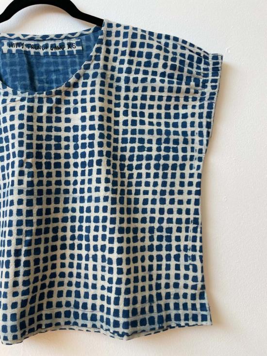  해피 프렌치 갱 블라우스 젤리아 탑 라이트 체크 인디고 - HAPPY FRENCH GANG