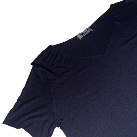  WHOLE 반팔 티셔츠 전체 V자형 상단 아스팔트 - WHOLE