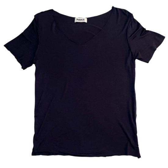  WHOLE 반팔 티셔츠 전체 V자형 상단 아스팔트