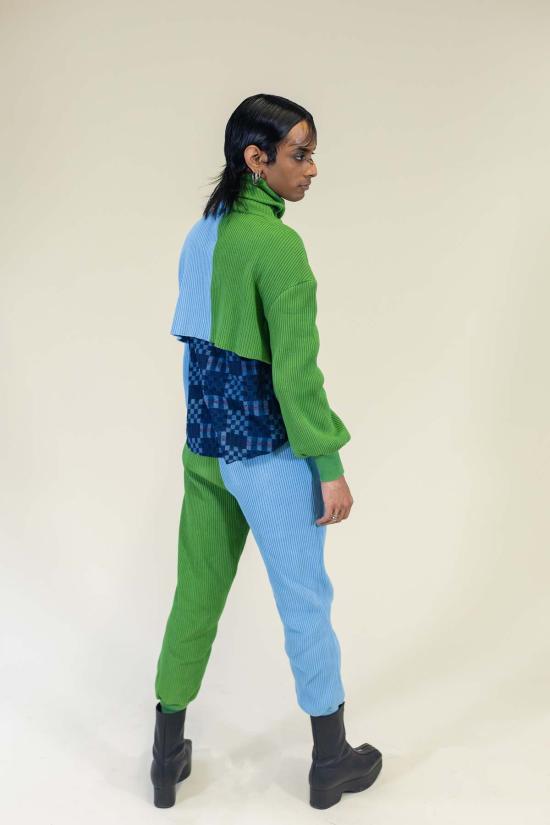  Abacaxi 트레이닝/조거 팬츠 아바카시 스웨터 골지 조거 팬츠 모스 그린/스카이 블루 - OTHER BRANDS