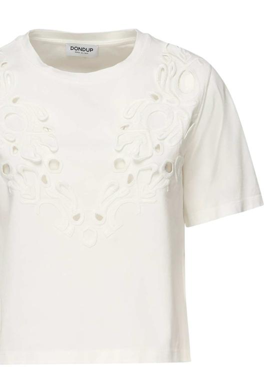  돈답 반팔 티셔츠 돈덥 크롭 티셔츠 (코튼 저지 소재, 화이트) - DONDUP