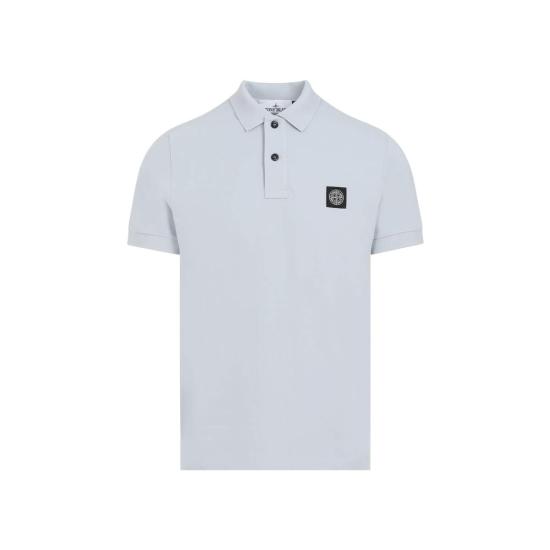  스톤 아일랜드 폴로 티셔츠 코튼 폴로 셔츠 스카이 블루 - STONE ISLAND