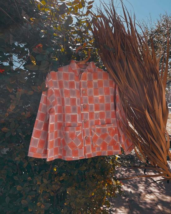  포엠 자켓 Po Em 핸드메이드 코튼 Eli 재킷 (살라 블록 프린트) - PO EM