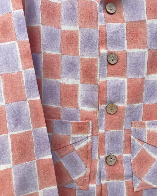  포엠 자켓 Po Em 핸드메이드 코튼 Eli 재킷 (살라 블록 프린트) - PO EM