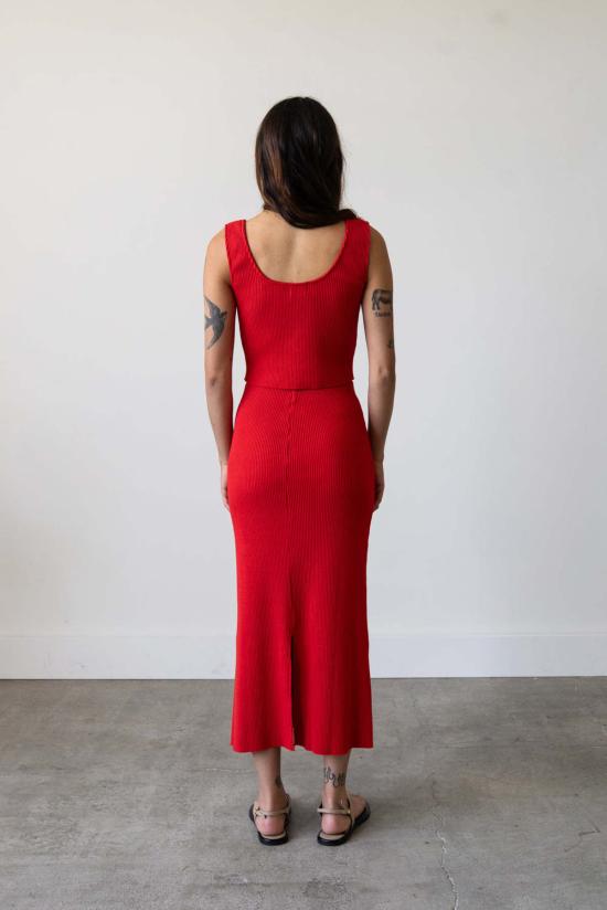  왈츠 미디 스커트 골지 니트 - WALTZ