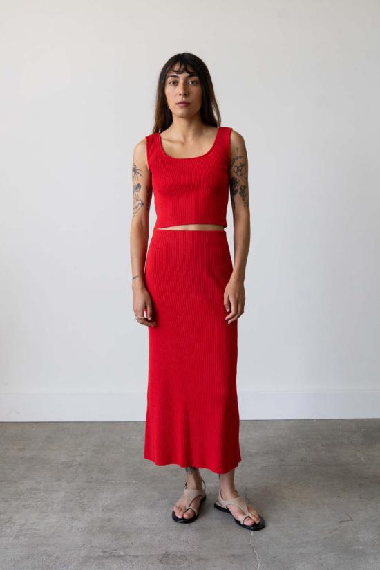  왈츠 미디 스커트 골지 니트 - WALTZ