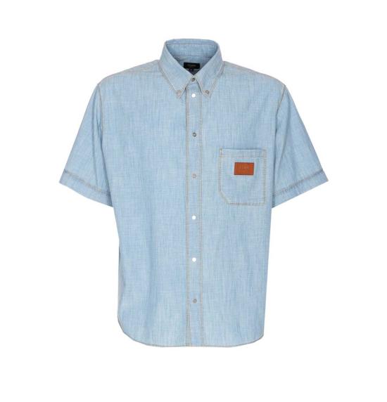  [키즈] 펜디 데님 셔츠 FF 스티칭 로고 셔츠 블루