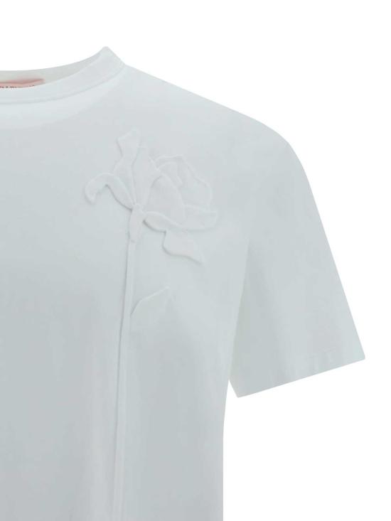  발렌티노 가라바니 반팔 티셔츠 발렌티노 플로럴 패턴 크루넥 티셔츠 화이트 - VALENTINO GARAVANI