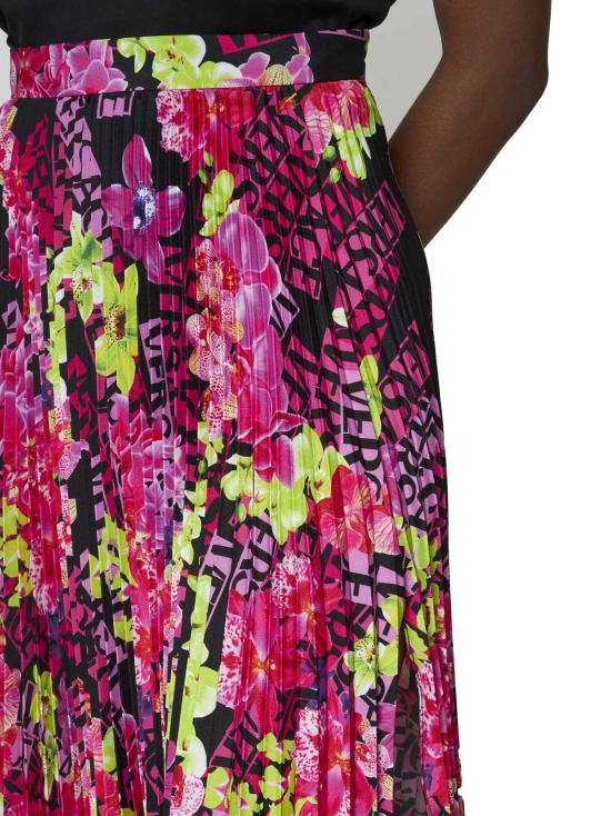  베르사체 미디 스커트 블랙/핑크 - VERSACE