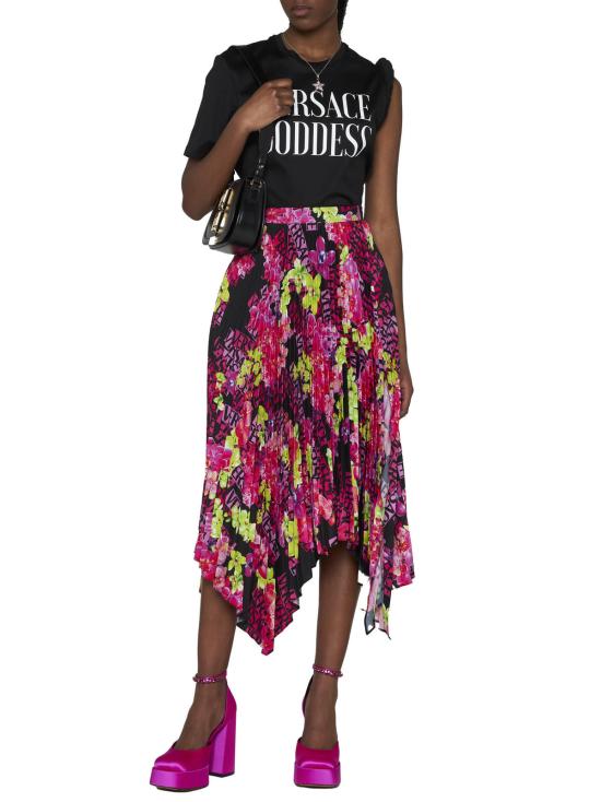  베르사체 미디 스커트 블랙/핑크 - VERSACE