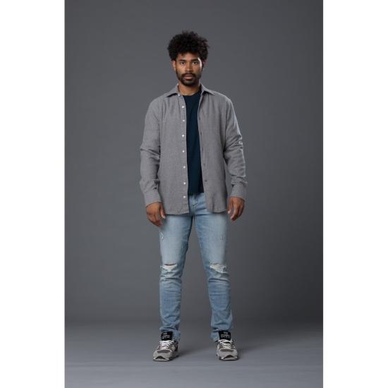  Freemans Sporting Club 긴팔 셔츠 프리먼스 스포팅 클럽 플래널 홉킨스 옥스포드  그레이 - FREEMANS SPORTING CLUB
