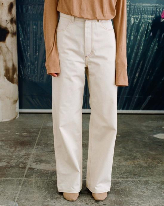  베이스레인지 스트레이트 팬츠 나발로 코튼 팬츠 (염색 안 함) - BASERANGE