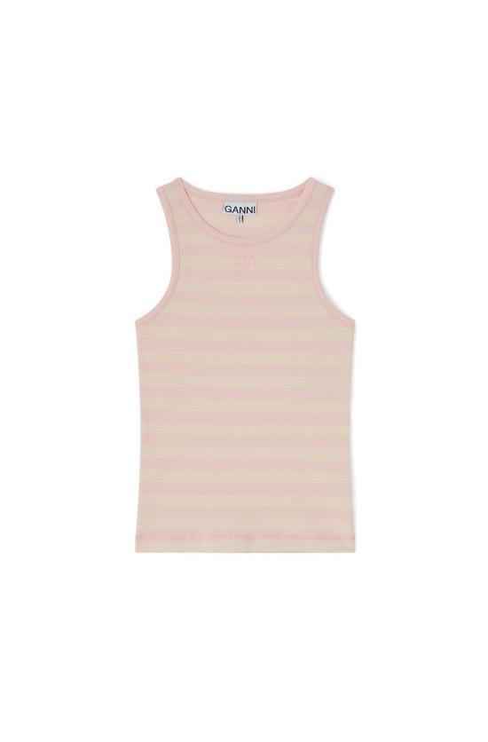  가니 민소매 티셔츠 소프트 코튼 립 탱크탑 초크 핑크