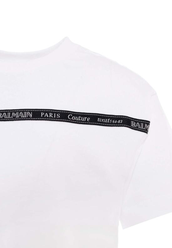  [키즈] 발망 트레이닝 상의 아동용 티셔츠 화이트 - BALMAIN