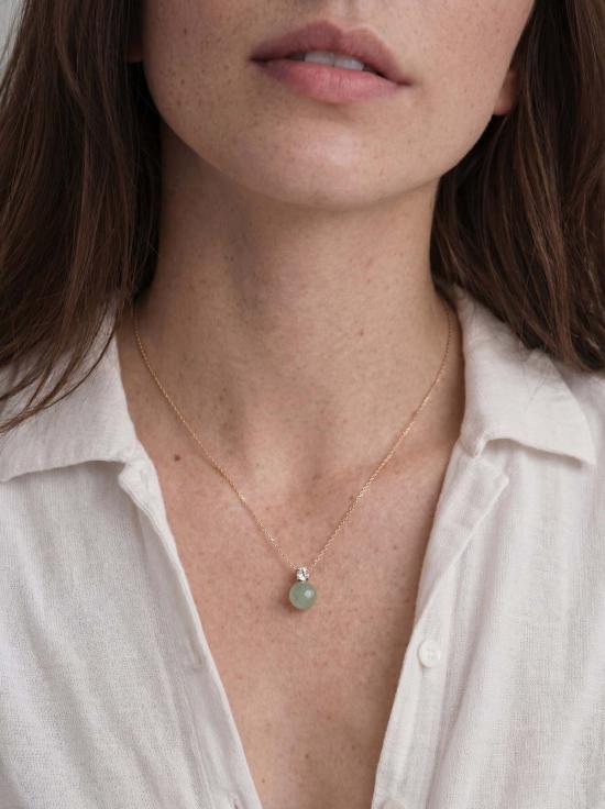  세레 목걸이/팬던트 세리 에스더 제이드 앤 지르콘 목걸이 (녹색) - SEREE